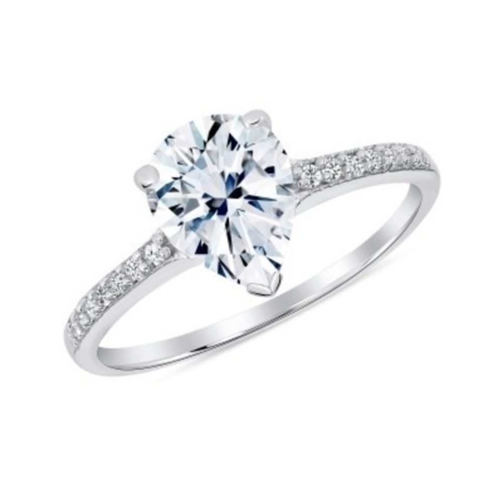 925 SILVER CZ TEARDROP ENGAGEMENT RING